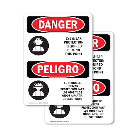 Signmission 5 in Height, 3.5 in Width, Vinyl Decal, Rectangle, Bilingual OS-2PACK-DS-D-35-VS-1217